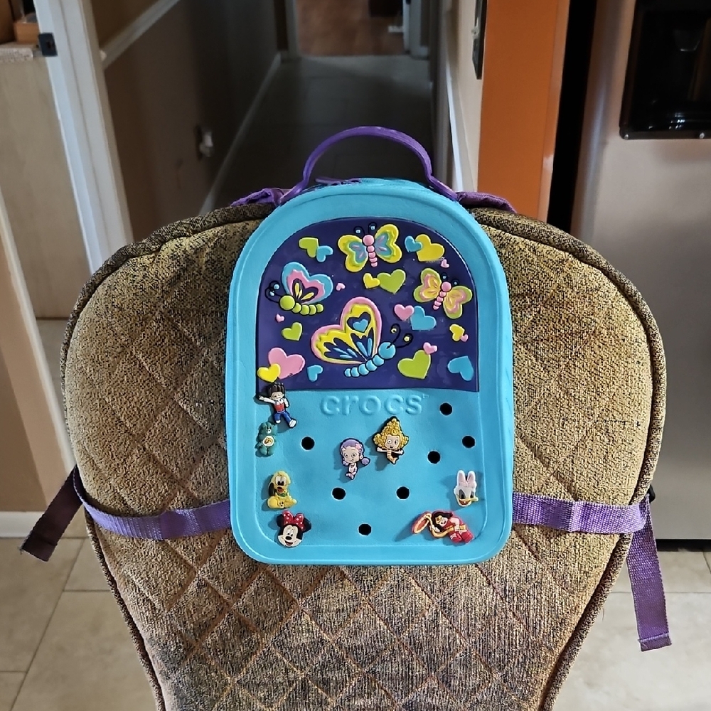Crocs Blue Green Pink Purple Butterfly Hearts Mini Backpack Bag
